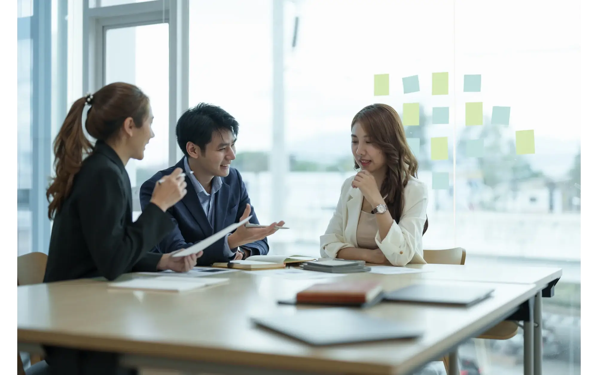 The Svvy team interviewing an advisor in a meeting room
